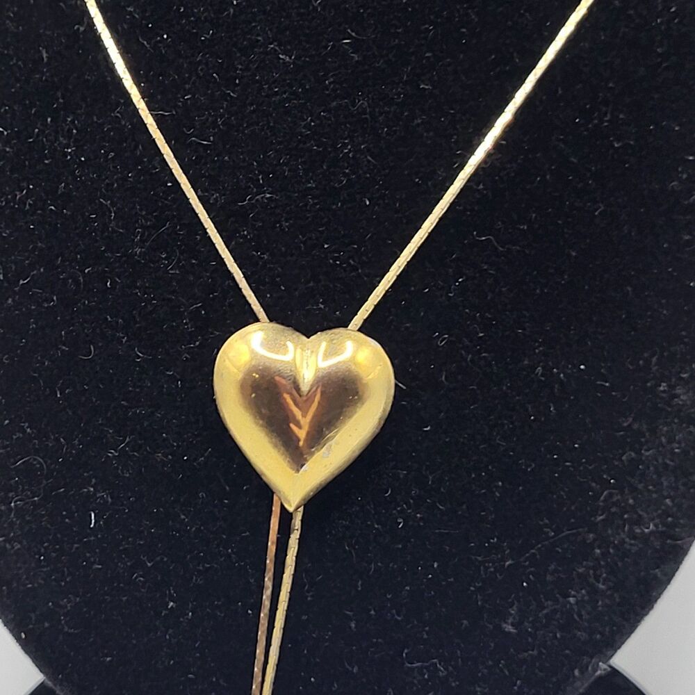 Estate Adjustable Heart Bolo Necklace 28in - Picture 2 of 6
